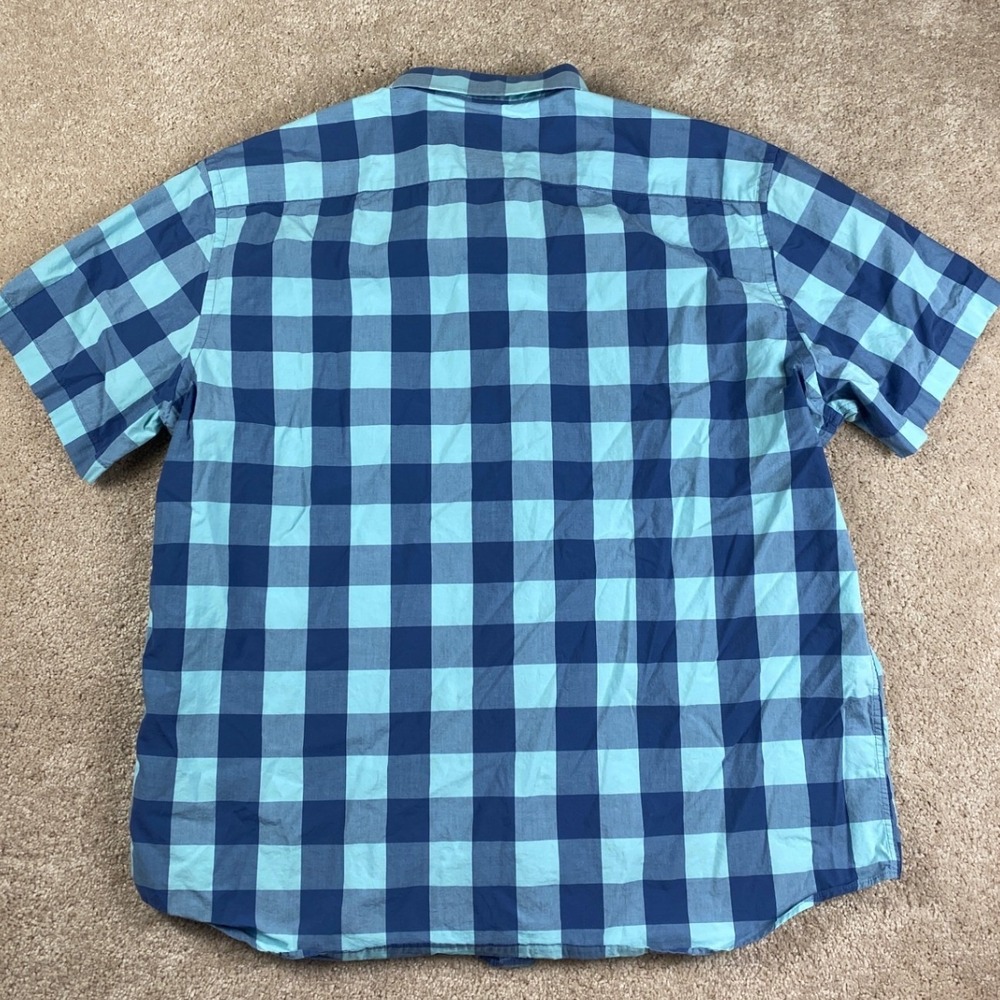 UNTUCKit Mens XXL Blue Buffalo Check Short Sleeve Button Down Cotton Shirt - Picture 6 of 8